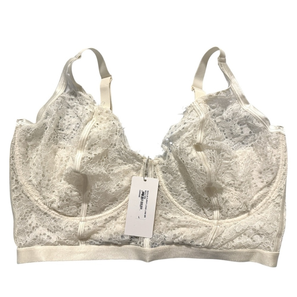 Cosabella Sicilia Curvy Longline Bra Ivory Lace L Large NWT Underwire Bustier - Picture 10 of 10